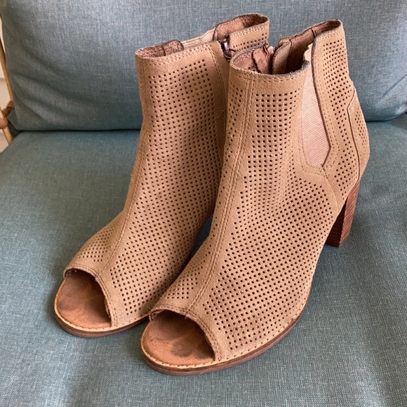 TOMS Majorca Perforated Suede Peep Toe Bootie - Picture 5 of 9
